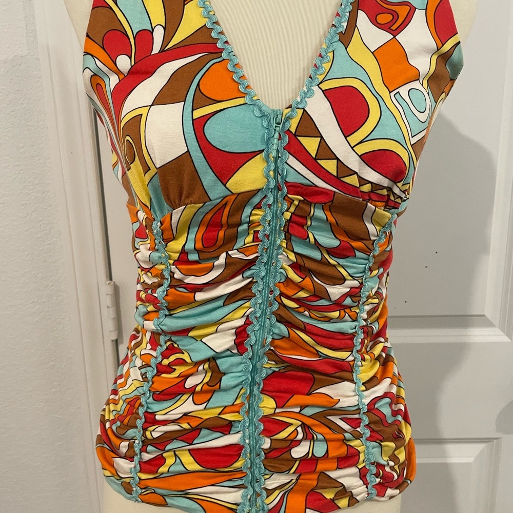 Alberto Makali Colorful Ruched V-Neck Vest